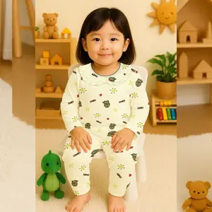 We3 Setelan Baju Tidur Harian Kaos Anak Perempuan Usia 4-10 Tahun