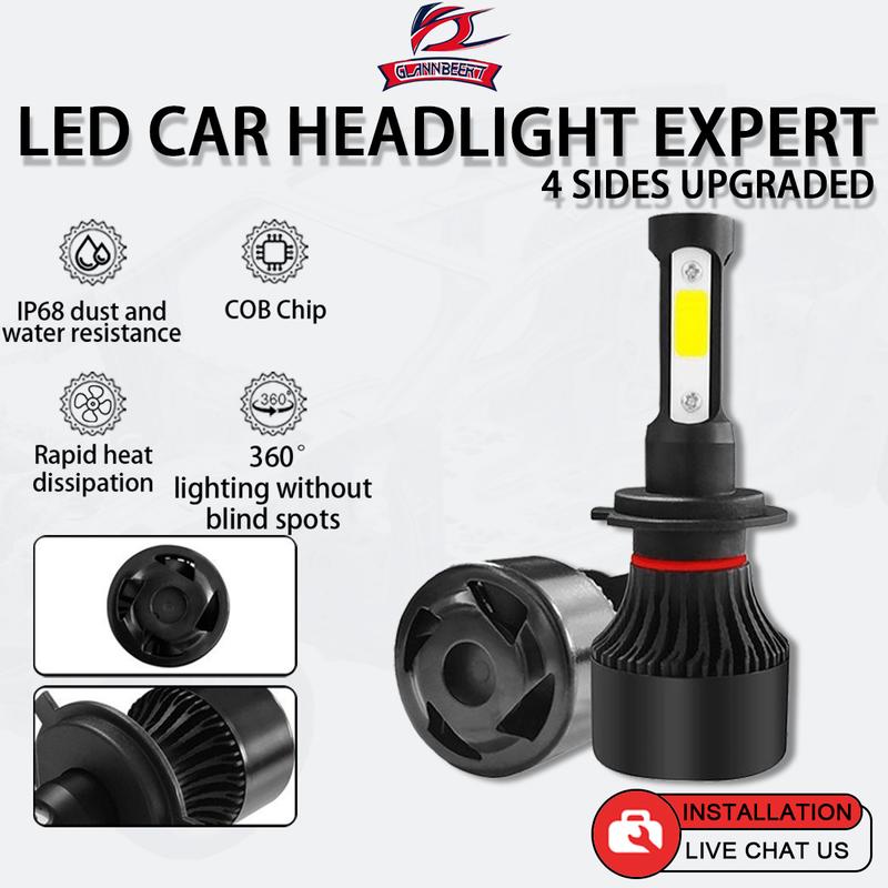 Bộ đèn pha LED, 2 cái, Thương hiệu mới, 4 mặt, Tương thích với H4 H7, H8 H11 9005 HB3 9006 HB4 H13, Bóng đèn tự động, Thích hợp cho ô tô