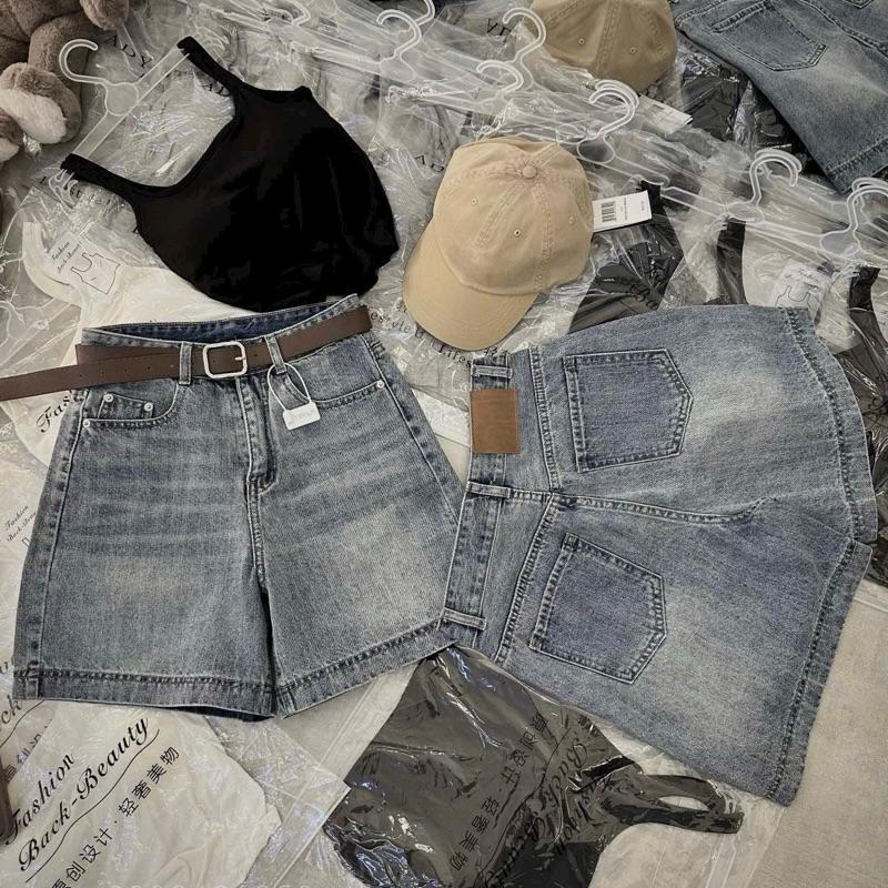   | N015| - Quần jean ngố nữ dáng chữ A không co giãn mã   Ngố jean trơn   Voi Women Kem Pants 