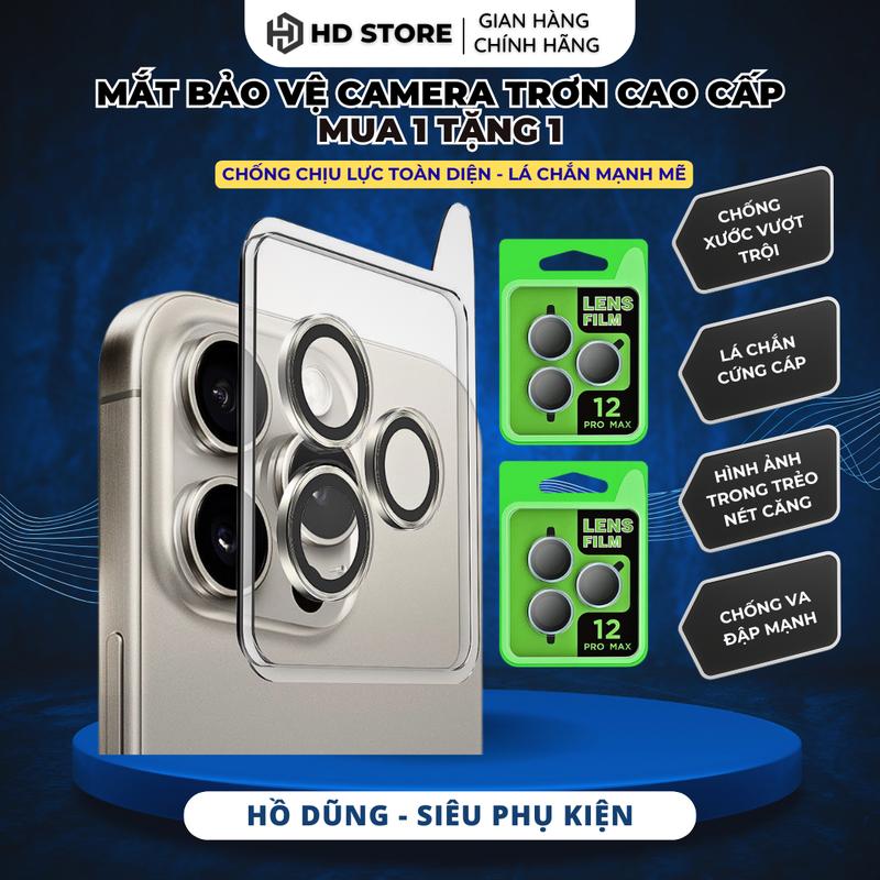 4 Mua 1 tặng 1 bộ dự phòng Bảo vệ mắt camera TRƠN basic viền kim loại cao cấp chống trầy xước tặng mèo thần tài
