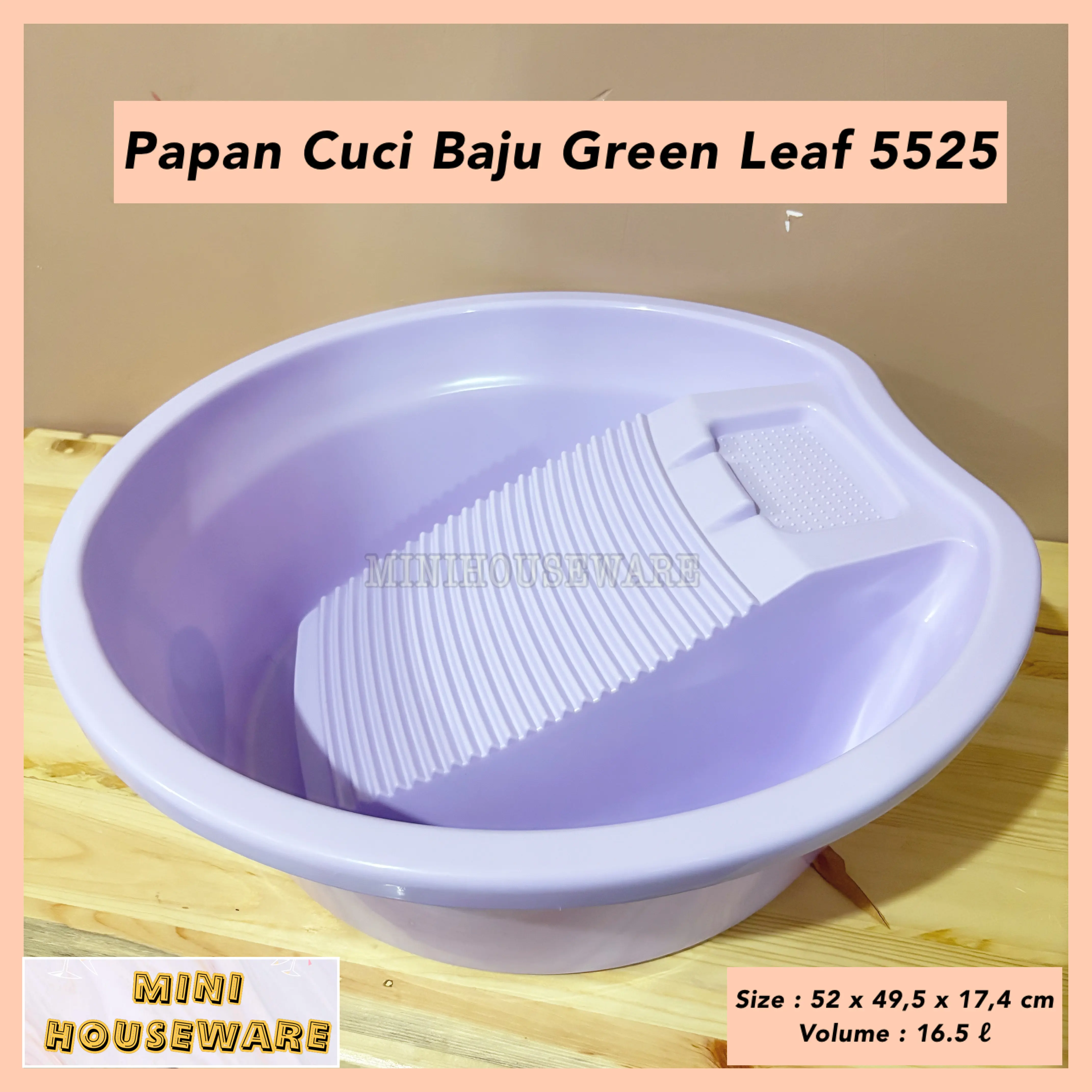 Ember Gilesan Bulat Green Leaf 5525 Bak Cuci Baju Papan Gilesan 16,5 Liter