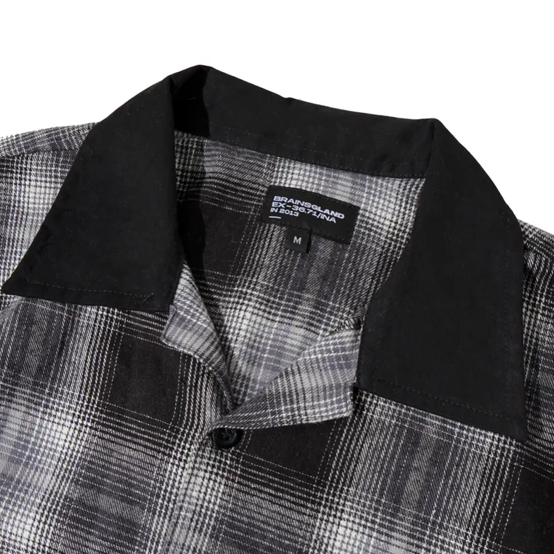 Kemeja Pendek | flanel Proceed 06 | Boxy Fit | Gray | Brainsgland 1
