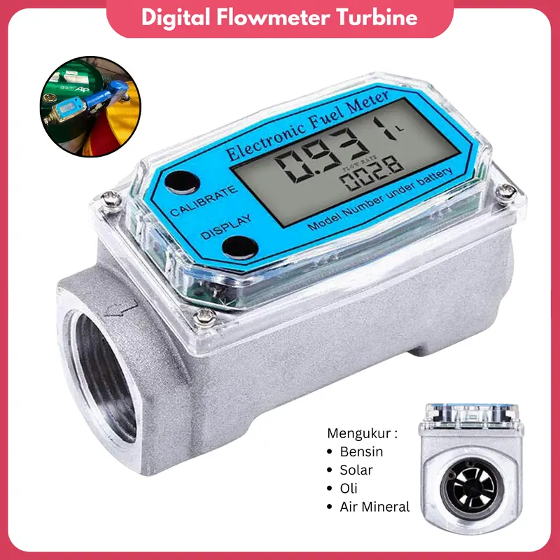 Digital flowmeter turbine alat ukur laju aliran electric fuel meter ukuran 1 inch 0
