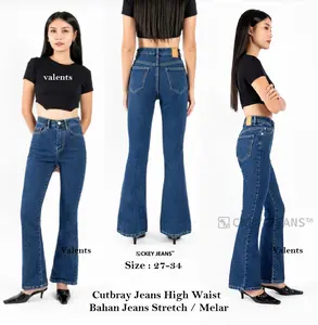 Ckey Cutbray Jeans Wanita / Cutbray Highwaist Navy Stretch Celana Panjang