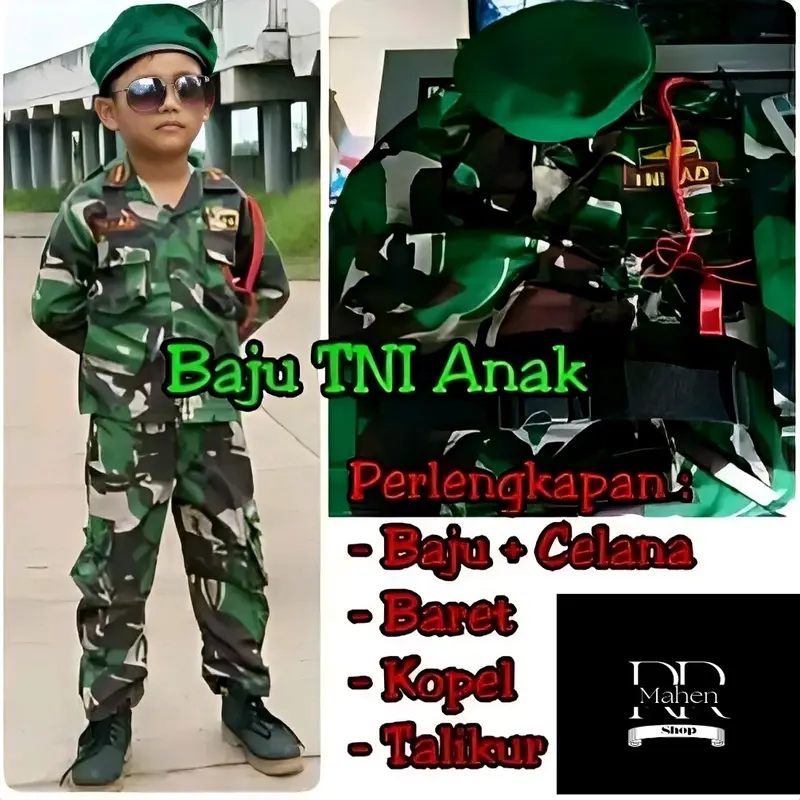 kostum & aksesori Seragam TNI Anak Baret Hijau - Kostum Anak Laki-Laki - Fashion Baju Pakaian 0