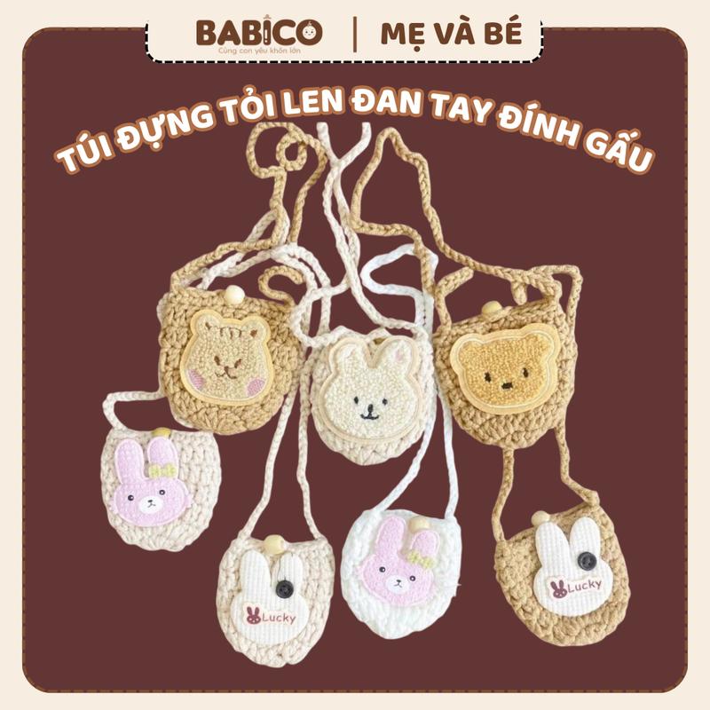 Túi Đựng Tỏi Len Đan Tay Đính Hình Thú Dễ Thương Cho Bé Sơ sinh Và Trẻ Nhỏ