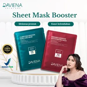 Sheet Mask Booster Daviena || Masker Perawatan Wajah Kusam  Bekas  Berjerawat Komedo Mencerahkan Melembutkan Muka Berminyak Bruntusan Bopeng Melembabkan Kulit Kering