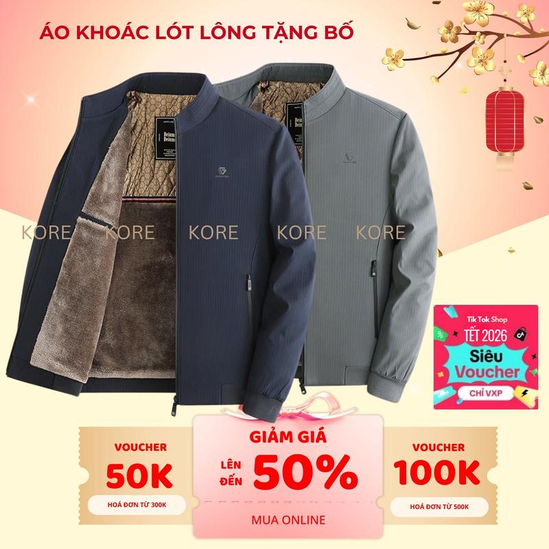  KORE Áo Khoác Nam Trung Niên Lót Lông Bo Tay Bo Gấu Cho Bố Mặc Ở Nhà Hay Đi Chơi Chất Lượng Tốt Giữ Ấm Hiệu Quả Thoải Mái Dễ Chịu Phù Hợp Nhiều Dịp 