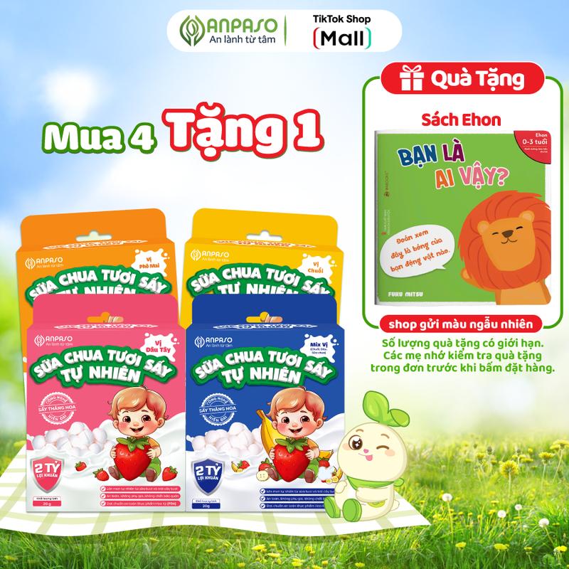 [MUA 4 TẶNG 1] Combo 4 Sữa Chua Sấy Thăng Hoa Ít Đường Anpaso - Không Chứa Chất Bảo Quản Snack Ăn Vặt