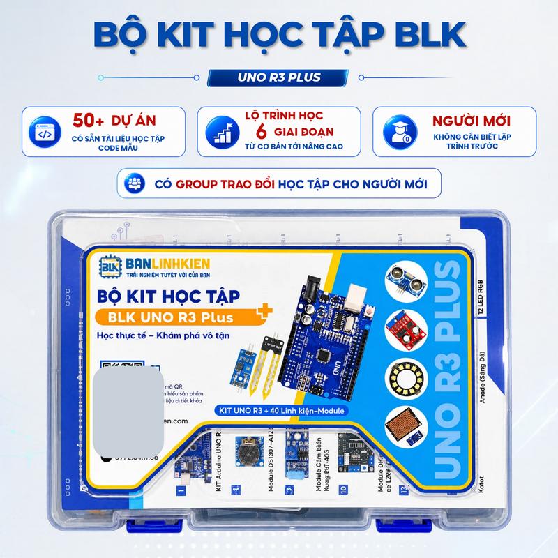 Bộ KIT Học Tập Arduino Uno R3 BLK Plus học lập trình có tặng kèm tài liệu và code hướng dẫn