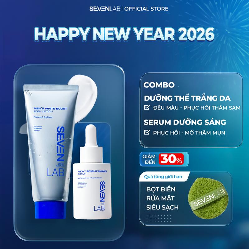  Combo dưỡng thể và serum dưỡng trắng da nam giới  SEVENLAB giúp mờ thâm sáng da vượt trội 
