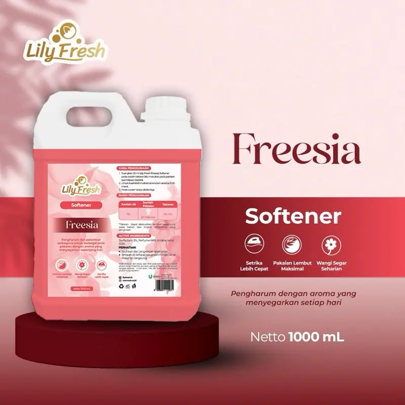 Lily Fresh Softener Pelembut Pewangi Pengharum Pakaian Laundry 1 Liter Pelembut Pakaian Laundry Anak 5