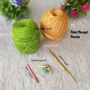 Paket merajut untuk pemula/mengait benang/ jarum/hakpen/rose/tulip gold/crochet/P1 Kerajinan