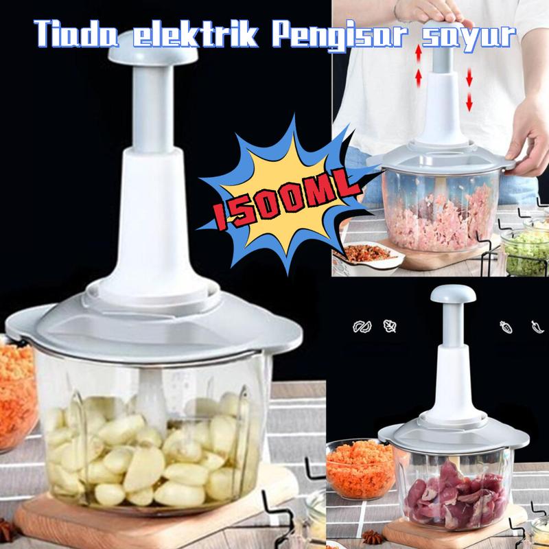 2L 3LStainless steel electric vegetable grinder fully automatic multifunctional meat grinder(1500ml)Manual Meat Grinder Blender Chopper Push-type Household Minced Meat and Garlic Cooking Machine Kitchen Tool