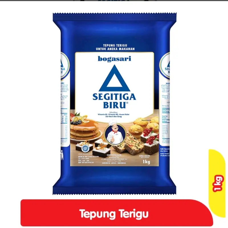 Segitiga Biru Tepung Terigu 1Kg  + Packing Kardus 1