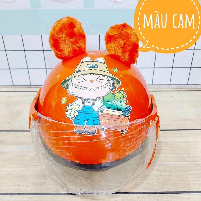 Mũ bảo hiểm có kính, có tai bé trai/gái từ 3 tuổi-4 tuổi họa tiết hoạt hình đáng yêu. (vòng đầu 44cm-46cm).