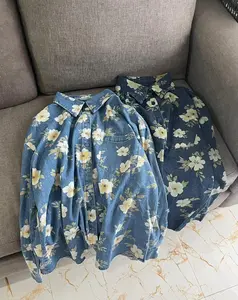 MENESTYS - Louisa Tops Atasan Kemeja Oversize Wanita Motif Bunga Simple Elegan