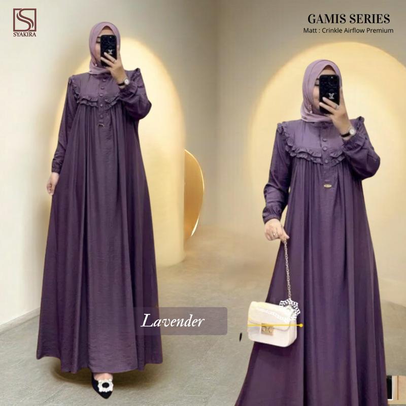 Gamis Lebaran 2025 Bahan Crinkle Airflow Premium Dress Muslim Panjang Motif Renda 4