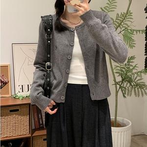 Women's Long Sleeve Knitted Cardigan Outerwear, Embroidered Bow Tie Slimming Fit, New Fall Fashion Jacket, Beautiful Top 8601# Knitwear Womenswear Fitted Basic Crewneck Minimalist