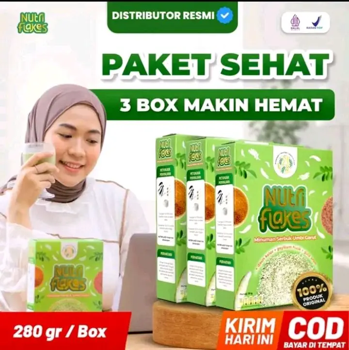 SEREAL UMBI GARUT - PAKET 3 BOX NUTRIFLAKES Granola Kering Oatmeal SUSU