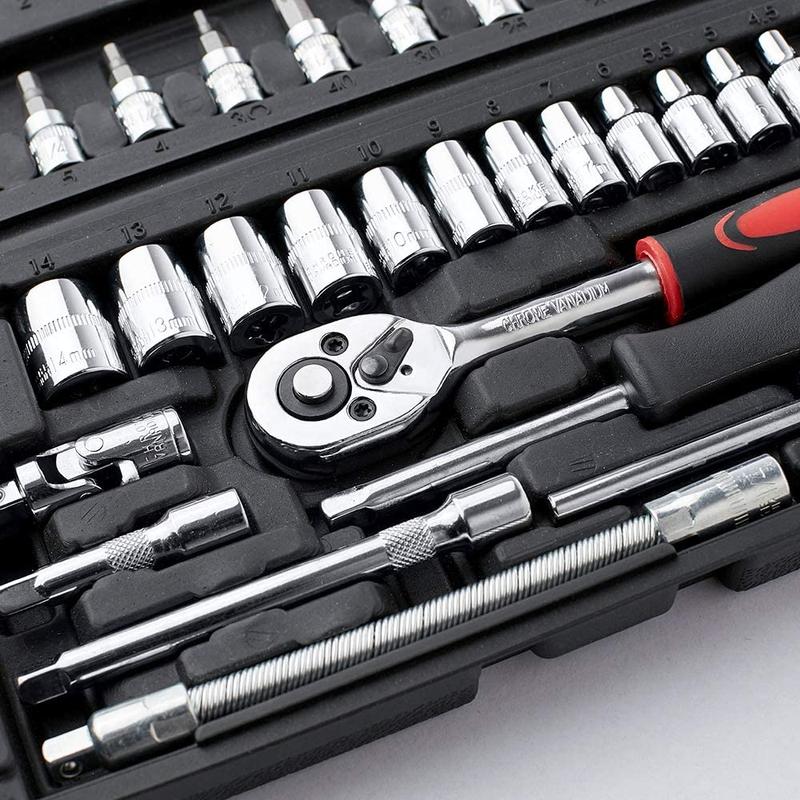 Product Introduction of 【SG Seller】Truslink 46Pcs Ratchet Wrench Socket Tools Set Metric 1/4'' Drive Screwdriver with Free Box Chrome Vanadium Tools Set Cr-V Mechanic for Car, DIY and Repair 9