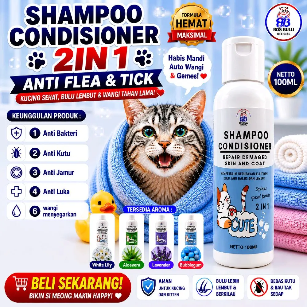 sampo kondisioner anti jamur kutu bulu rontok kusam 100ml