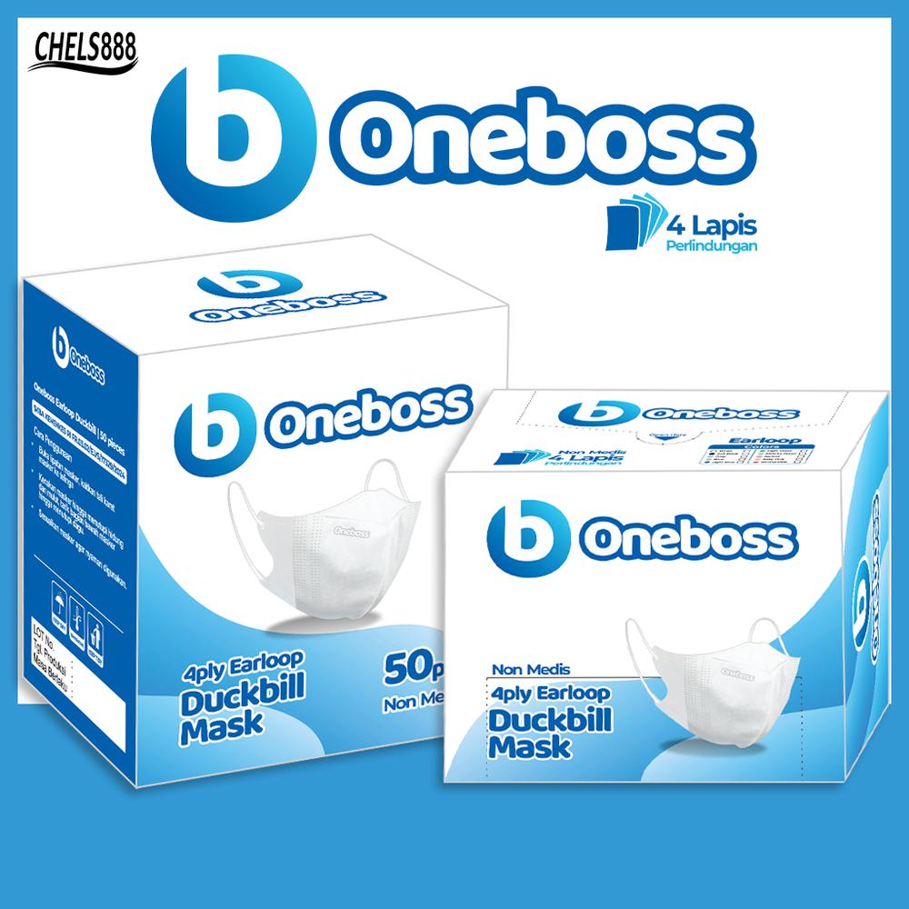 Masker Duckbill Earloop 4ply Oneboss isi 50 pcs - Hitam