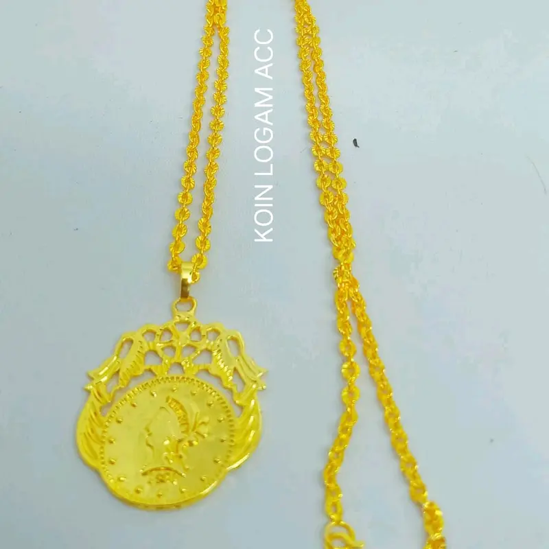 Kalung Nuri Liontin Koin Terbuat dari bahan koin logam 1991-1992 Anti Karat 3