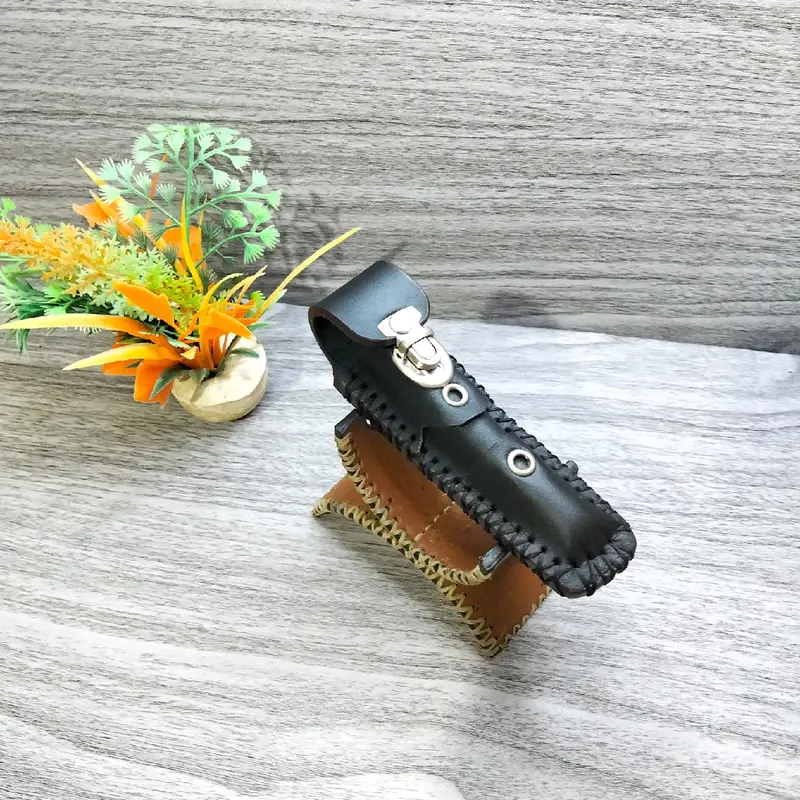 Sarung Kulit Pipa Aksesoris Pria Untuk Wadah Pipa Hitam 6