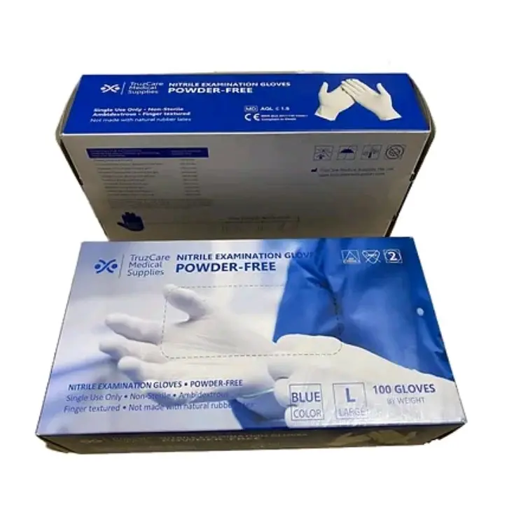 Nitrile glove Disposable Premium, Powderfree Examination Gloves, 100s. Healthcare Protective Bathroom Nitrile Cleaning Cover. • 100s per box  Medical Home Cleaning Beauty Research F&B