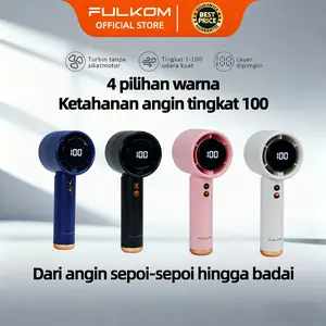 Kipas Turbo FULKOM FF668: Kecil-Kecil Cabe Rawit! Angin Badai 100 Speed + Layar Digital LED - Ukuran HP Baterai Awet Type-C