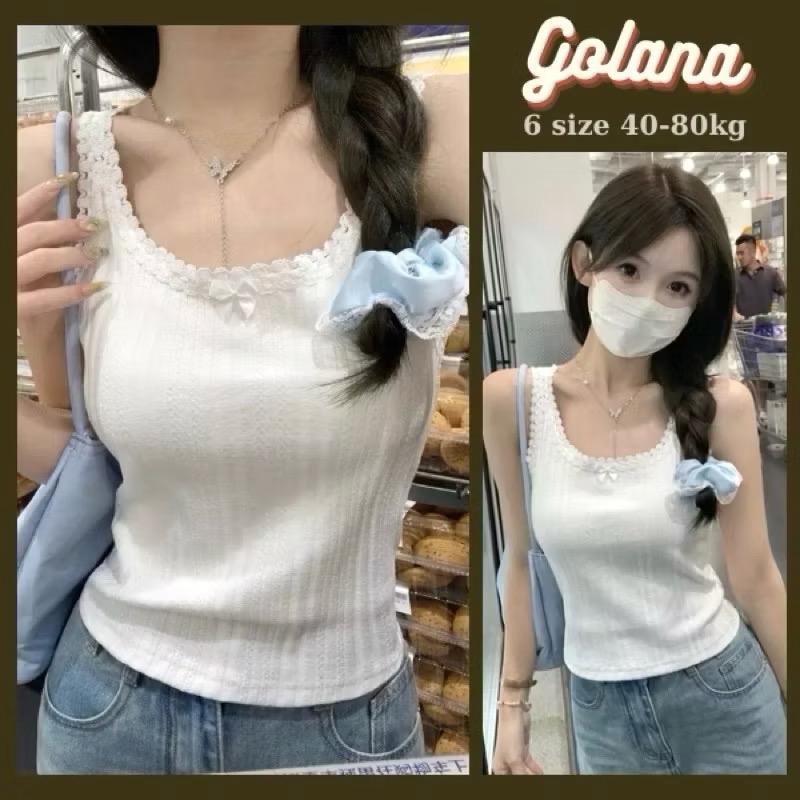 Áo Ba Lỗ Dây To phối ren, Áo 2 dây bản to cổ vuông màu trơn (Có bigsize)BL82