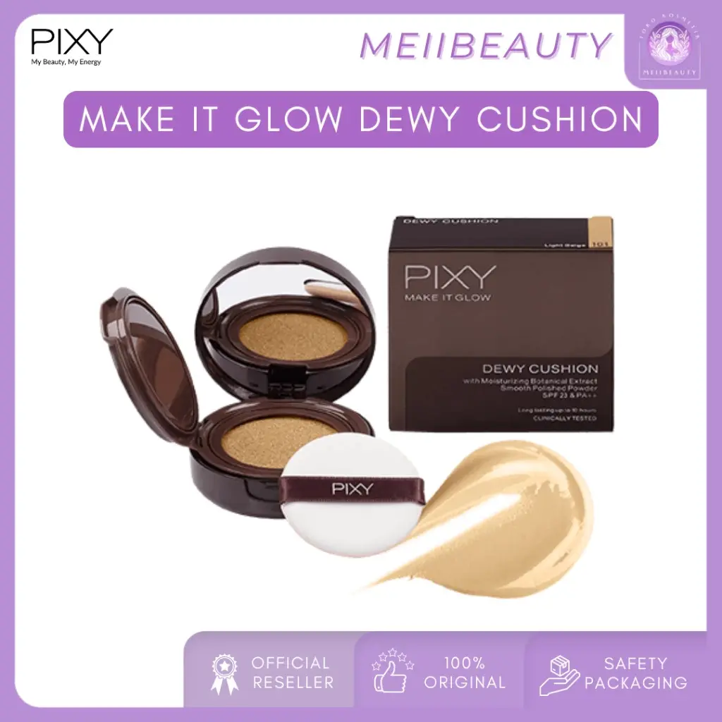 Pixy Make It Glow Dewy Cushion SPF 23 - Concealer & Foundation untuk Kulit Cerah dan Lembut