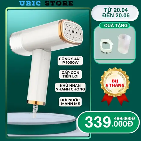 Bàn ủi hơi nước URIC gấp gọn công suất 1000W, dung tích 180ml, cầm tay tiện lợi, là được mọi loại vải, là nhanh chóng
