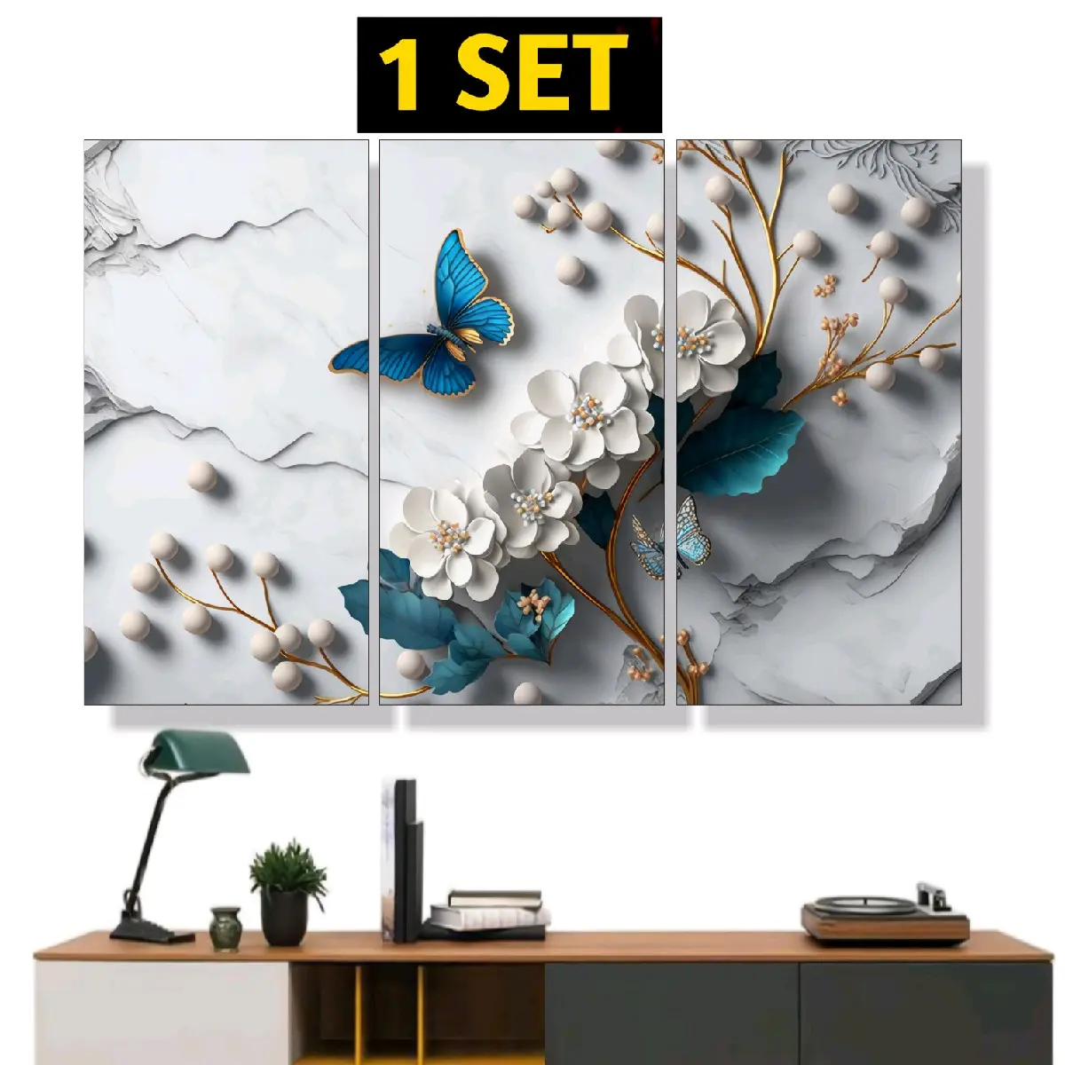 1 Set Hiasan Dinding Motif Bunga Untuk Dekorasi Ruang Tamu Dan Kamar
