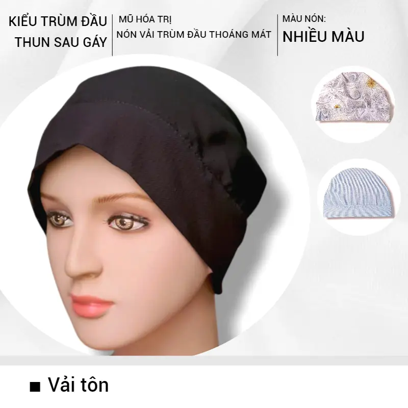 [NÓN TRÙM ĐẦU BẰNG VẢI] Nón vải mềm, mát, thấm hút mồ hôi, khăn trùm đầu, che tóc, đội mát ngày hè, có thun co giãn