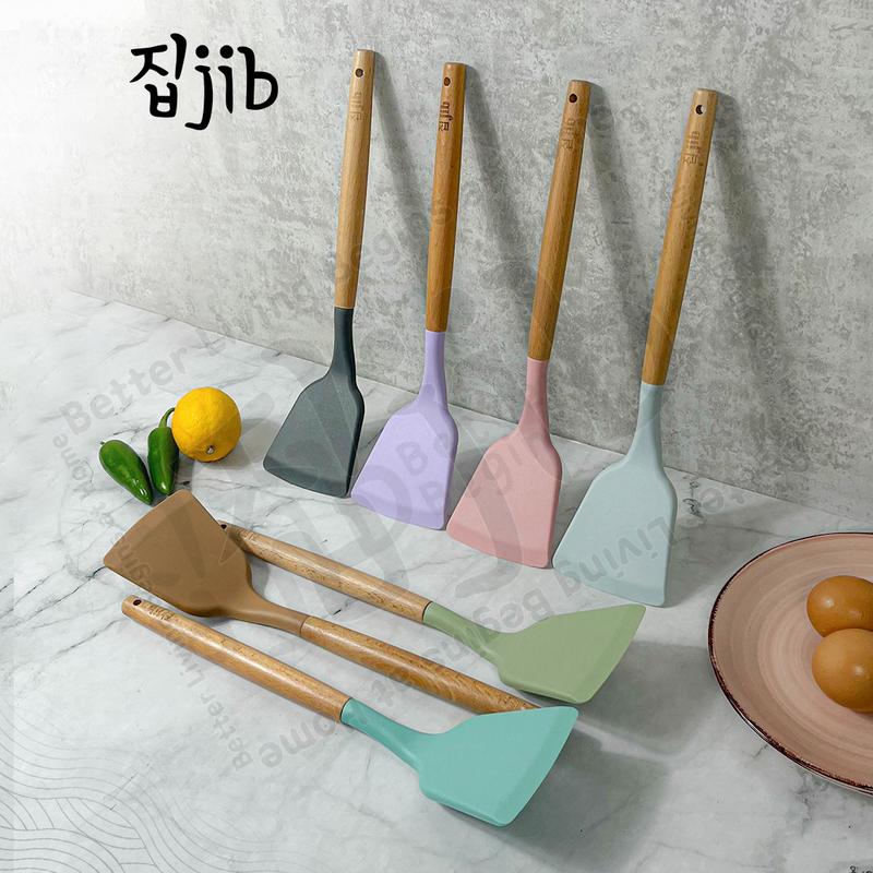 [EXCLUSIVE CREATOR] JIB Silicone Utensil Spatula / Spatula Silicon / Utensile Turner / Sutil Silikon Tahan Panas Gagang Kayu 2