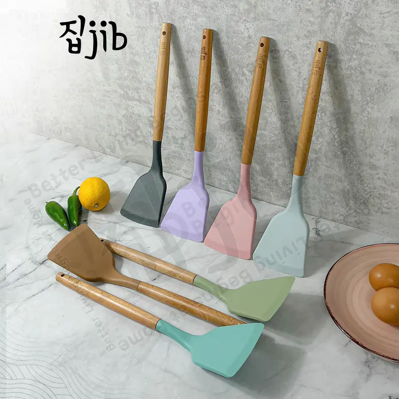[EXCLUSIVE CREATOR] JIB Silicone Utensil Spatula / Spatula Silicon / Utensile Turner / Sutil Silikon Tahan Panas Gagang Kayu 1