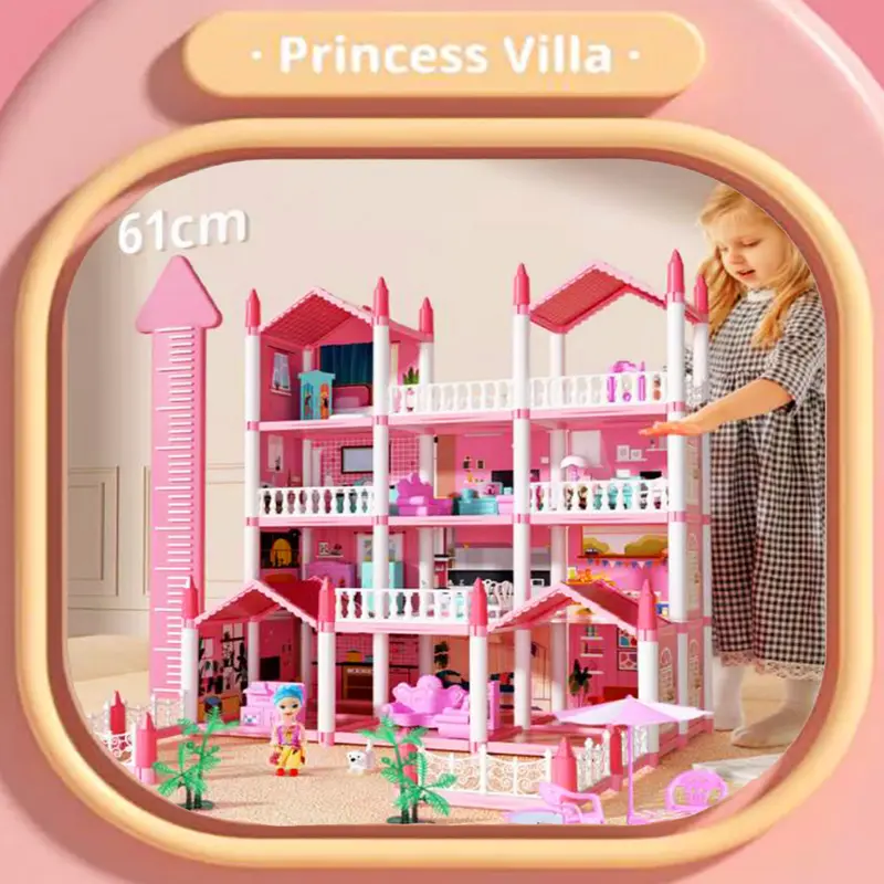 *COD*Rumah Boneka Anak Perempuan Kastil Mimpi Kastil Simulasi DIY Villa Permainan Keluarga Permainan Anak-anak Rumah Mainan Anak Perempuan Hadiah Ulang Tahun 3