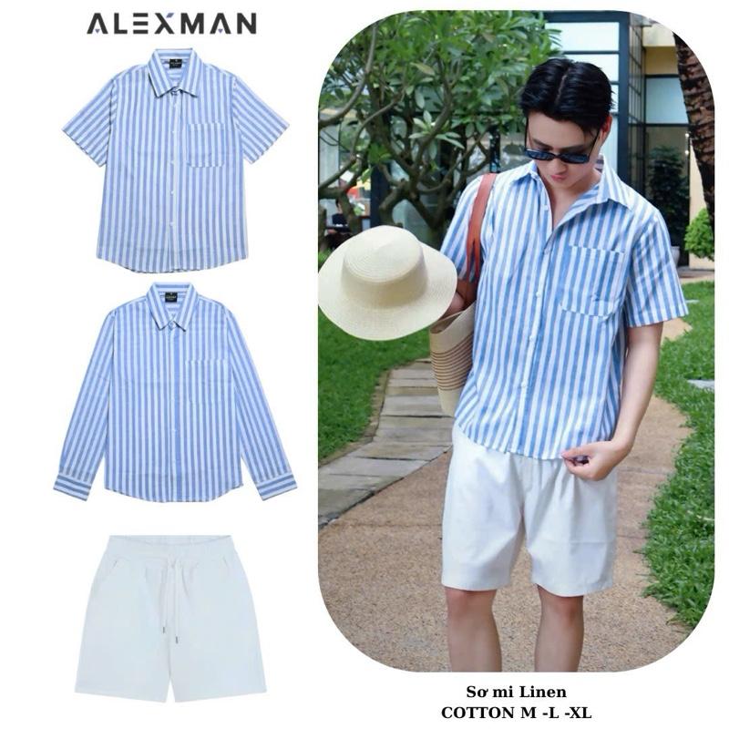 ( Mở bán) Áo sơ mi A12 LINEN sọc  ly 1,2cm xanh trắng BST DU LỊCH HÈ 2025 dài tay cotton đũi kẻ sọc xanh đi biển ,đi chơi unisex