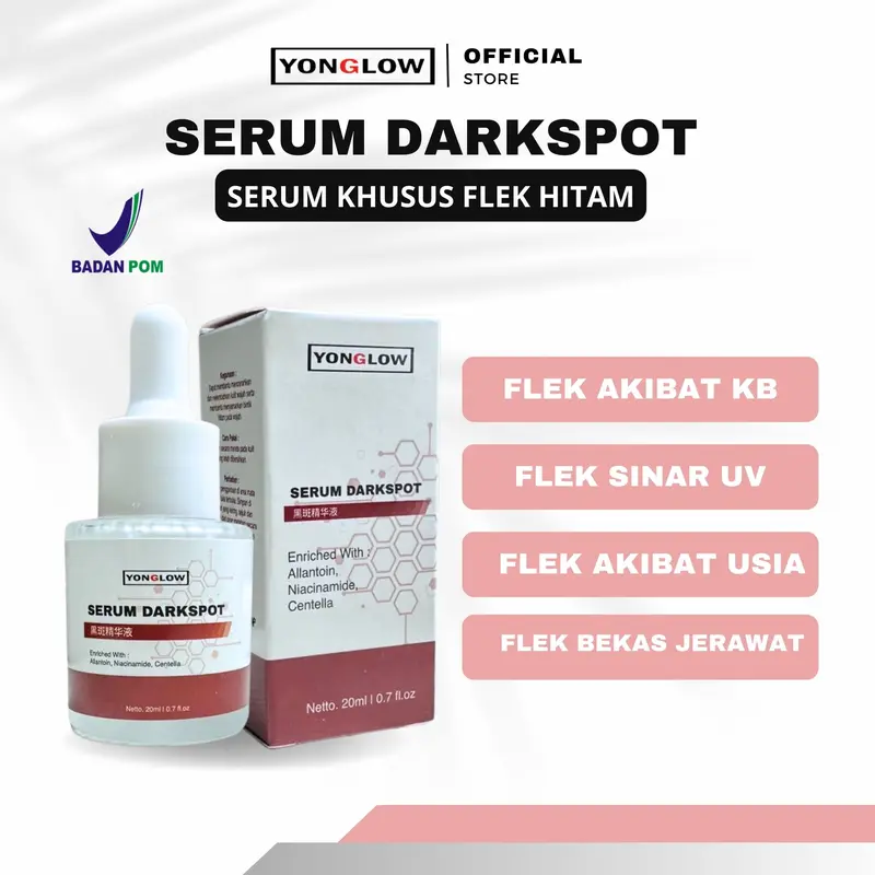 Yonglow Serum Cina Flek BPOM Darkspot Removal Penghilang Melasma Hiperpigmentasi Bintik Hitam Bekas Jerawat Wajah Ampuh Pencerah Mencerahkan Kusam 1