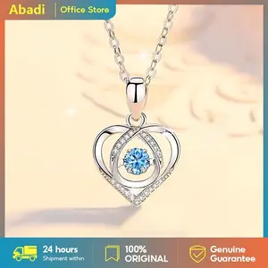 Kalung wanita perak S925 motif hati berhias zirkon & safir, anti karat, cocok sebagai hadiah untuk pacar jarak jauh.