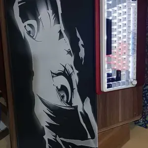 Mouse Pad Besar Anti-Slip Desk Mat Minimalist Black and White Anime E-Sports Gaming MousePad Aesthetic XL 80x30cm Thickened Stitched Edge Mat.4