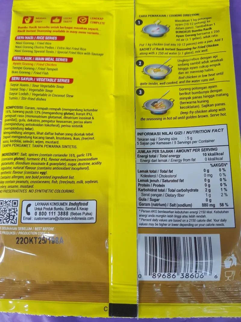 Product Introduction of bumbu racik ayam goreng 20 gram 1