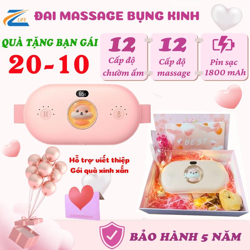 (QUÀ TẶNG Ý NGHĨA) Máy massage chườm ấm bụng Zlife, Đai chườm nóng có 12 chế độ rung, 12 chế độ nhiệt, Máy mát xa bụng cho phụ nữ tới kì dâu. Gợi ý set quà ý nghĩa và tâm lý cho người thân