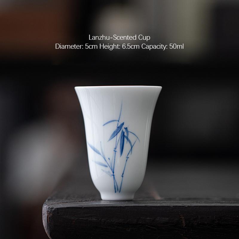 Product Introduction of Bamboo Sancai covered bowl hand-painted ceramic single large high-end Dehua white porcelain tea bowl Kung Fu tea set gift 2