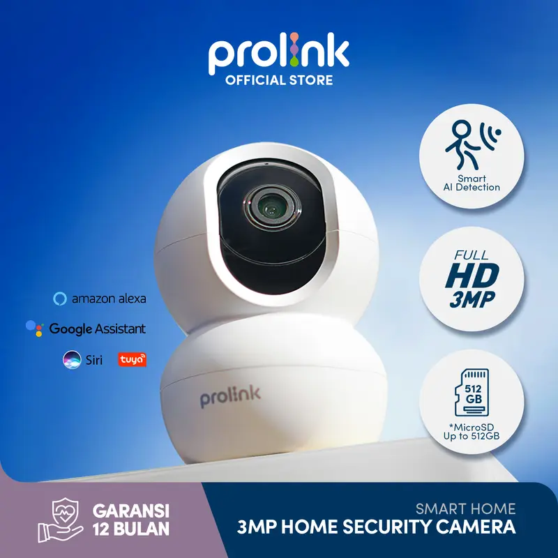 Prolink Smart IP Cam CCTV Wifi Indoor 3MP Full HD | 360° View | Baby Monitor Kamera 0