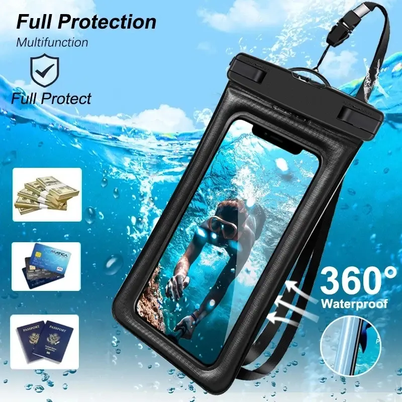 Floating Airbag Waterproof Swim Bag Phone Case For iPhone 15 11 12 13 14 Pro Max For Samsung Galaxy S23 S22 S21 Ultra For Xiaomi 14 13 12 11 13T 12T 12S 12X 11T Ultra Pro Max Plus For Huawei P30 20 Lite Cover