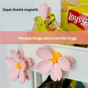 Klip Segel Makanan Magnetik 3D - Desain Bunga Sakura, untuk Kulkas, Kantong Snack & Penyimpanan Hadiah Anak Plastik