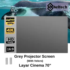 Sheltech Layar Screen Proyektor Grey Cinema Bioskop 70inch